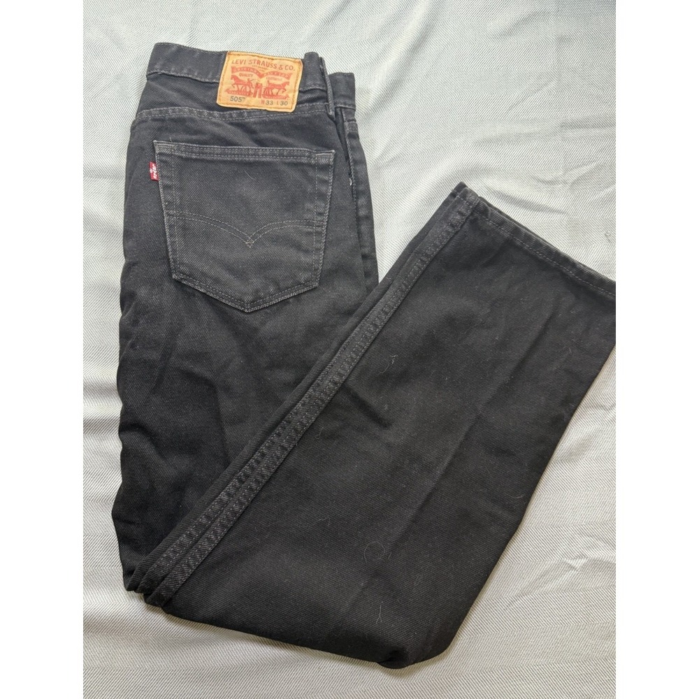 Levis 505 Jeans Mens W 30 L 30 Black Denim Straight Leg